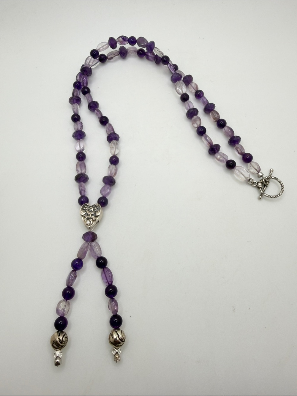 NWOT‎ 22" Sterling Silver and all AMETHYST artisan necklace!
